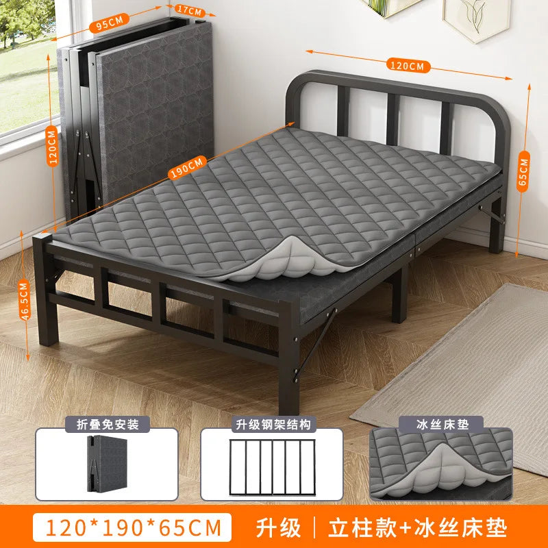 Folding bed Single rental room Accompanying dormitory Metal folding Office lunch break  Household folding iron