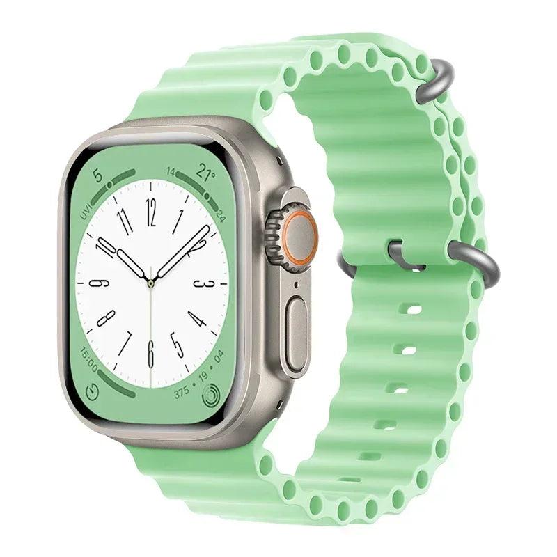 Silicone Ocean band for Apple Watch straps 45mm 46mm 40mm Ultra 2 49mm 44mm 41mm 38-42mm sport bracelet series 10 9 8 7 6 5 4 SE