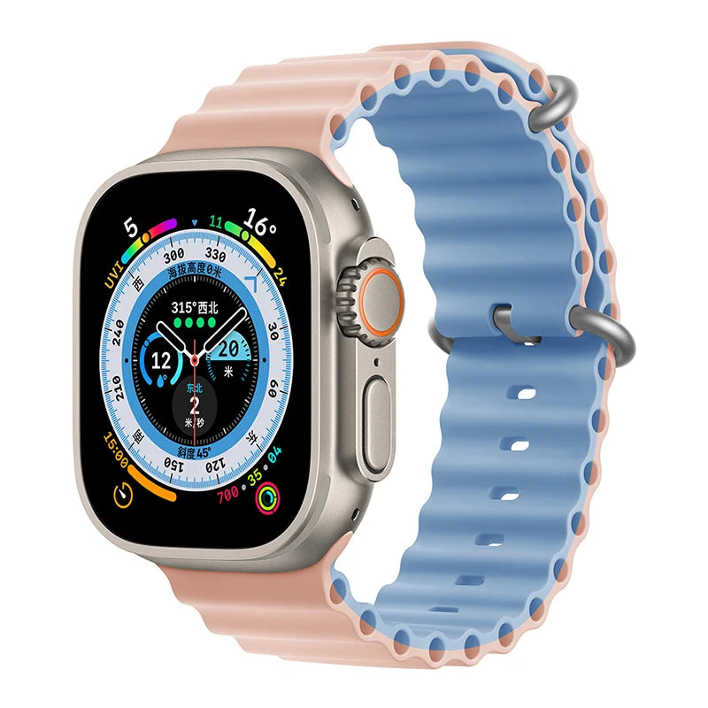 Silicone Ocean band for Apple Watch straps 45mm 46mm 40mm Ultra 2 49mm 44mm 41mm 38-42mm sport bracelet series 10 9 8 7 6 5 4 SE