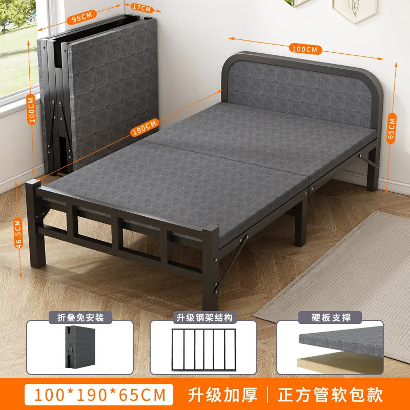 Folding bed Single rental room Accompanying dormitory Metal folding Office lunch break  Household folding iron