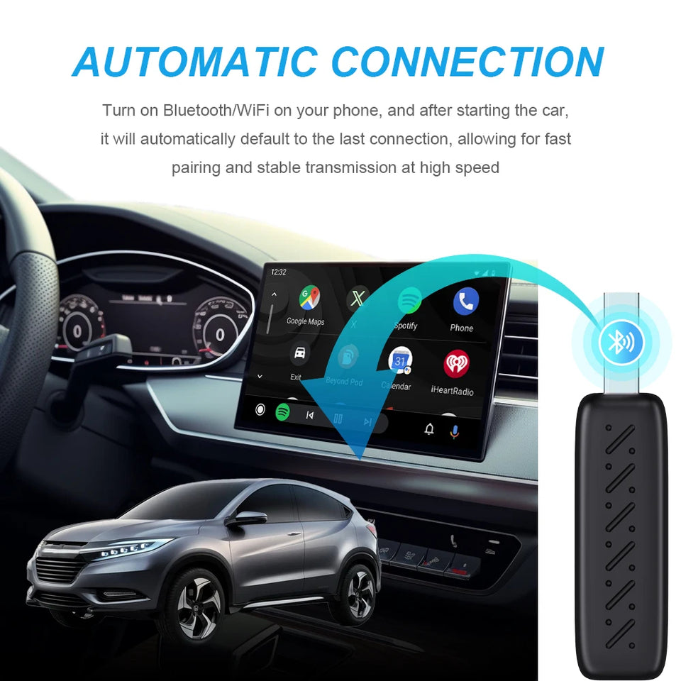 2025 2in1 Wireless Carplay&Android Auto Box 2in1 Wired to Wireless Dongle Automatic Connect Adapter Bluetooth Plug&Play Mini Box