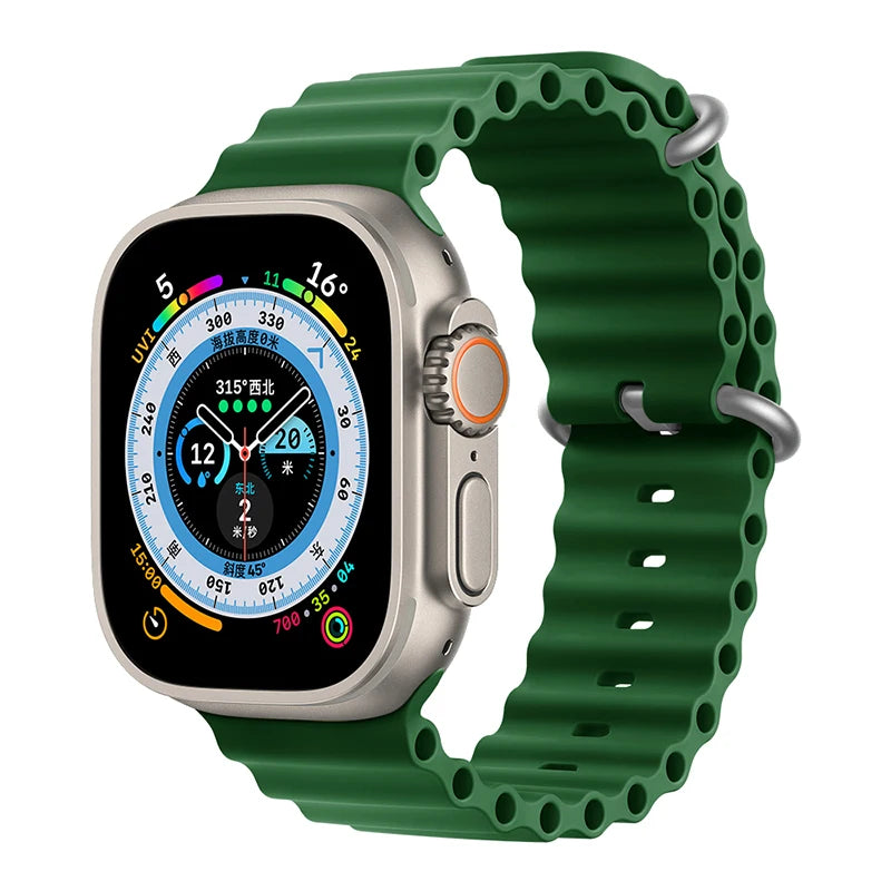 Silicone Ocean band for Apple Watch straps 45mm 46mm 40mm Ultra 2 49mm 44mm 41mm 38-42mm sport bracelet series 10 9 8 7 6 5 4 SE