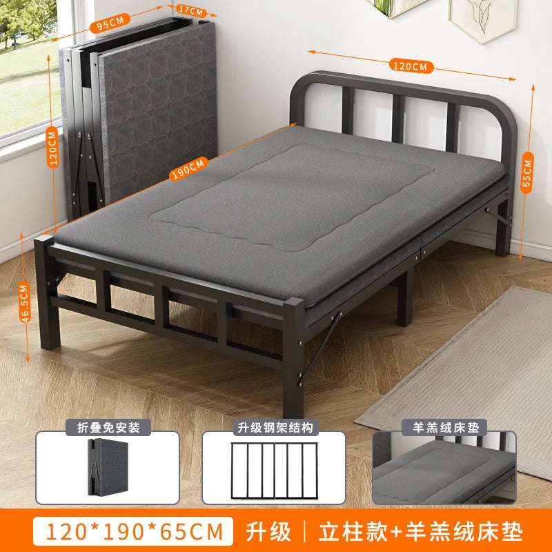 Folding bed Single rental room Accompanying dormitory Metal folding Office lunch break  Household folding iron