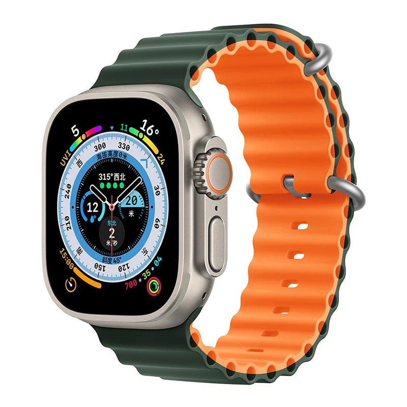 Silicone Ocean band for Apple Watch straps 45mm 46mm 40mm Ultra 2 49mm 44mm 41mm 38-42mm sport bracelet series 10 9 8 7 6 5 4 SE