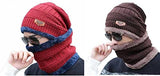 Winter Cap and neck Elastic Knitting Thick Fleece Warm Woolen Beanie Cap Sport Hat & Neck Scarf Set 2 Piece