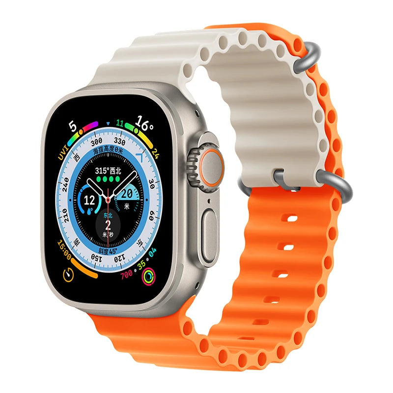 Silicone Ocean band for Apple Watch straps 45mm 46mm 40mm Ultra 2 49mm 44mm 41mm 38-42mm sport bracelet series 10 9 8 7 6 5 4 SE