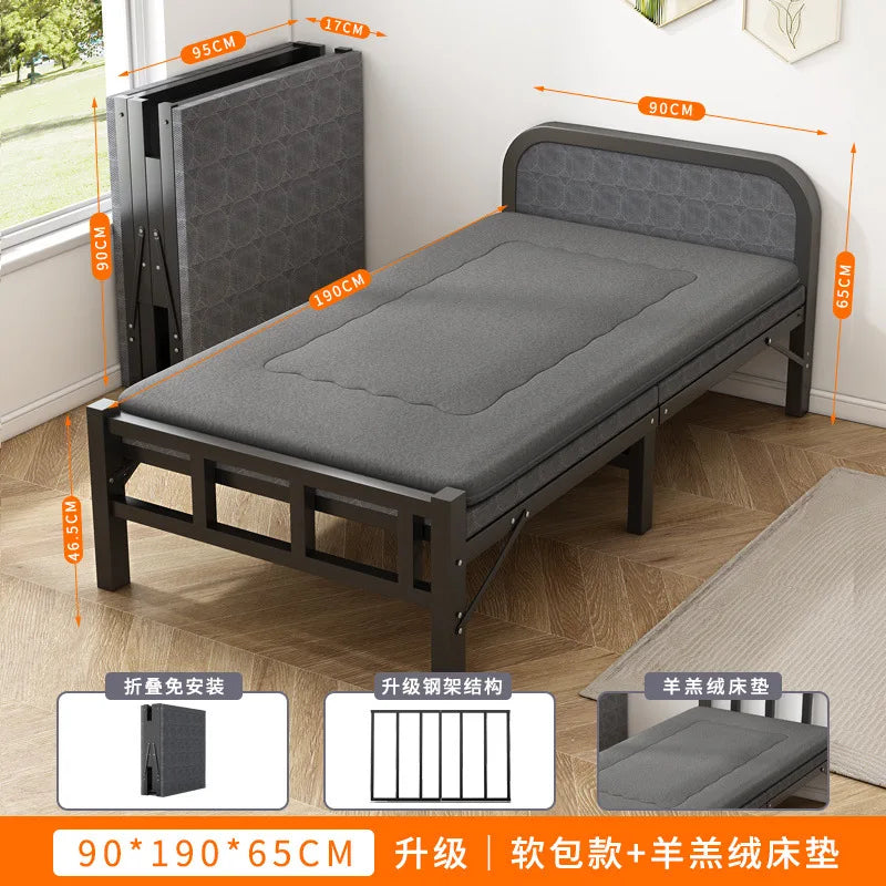 Folding bed Single rental room Accompanying dormitory Metal folding Office lunch break  Household folding iron
