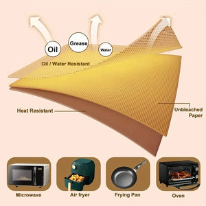 50pcs/Set Air Fryer Disposable Paper Parchment Wood Pulp Steamer Cheesecake Air Fryer Accessories Baking Paper For Air Fryer