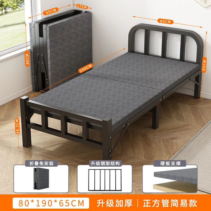 Folding bed Single rental room Accompanying dormitory Metal folding Office lunch break  Household folding iron