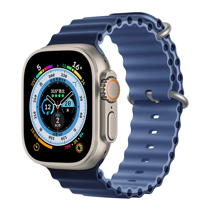 Silicone Ocean band for Apple Watch straps 45mm 46mm 40mm Ultra 2 49mm 44mm 41mm 38-42mm sport bracelet series 10 9 8 7 6 5 4 SE