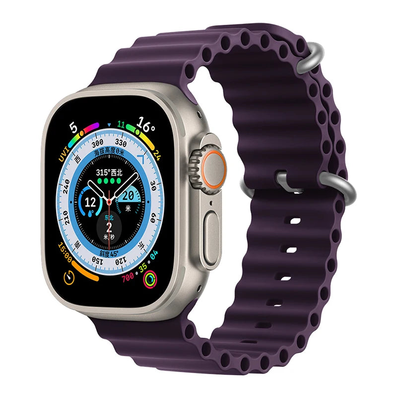 Silicone Ocean band for Apple Watch straps 45mm 46mm 40mm Ultra 2 49mm 44mm 41mm 38-42mm sport bracelet series 10 9 8 7 6 5 4 SE