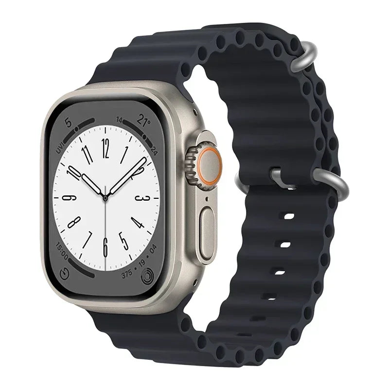 Silicone Ocean band for Apple Watch straps 45mm 46mm 40mm Ultra 2 49mm 44mm 41mm 38-42mm sport bracelet series 10 9 8 7 6 5 4 SE