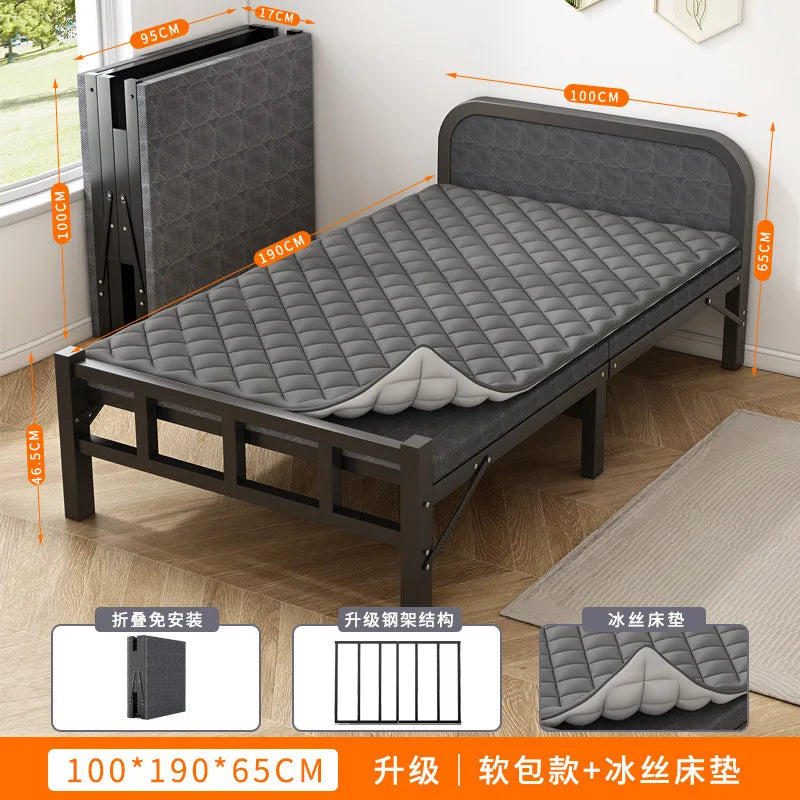 Folding bed Single rental room Accompanying dormitory Metal folding Office lunch break  Household folding iron