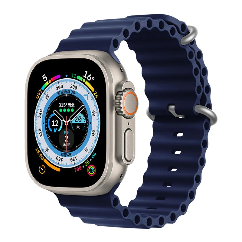 Silicone Ocean band for Apple Watch straps 45mm 46mm 40mm Ultra 2 49mm 44mm 41mm 38-42mm sport bracelet series 10 9 8 7 6 5 4 SE