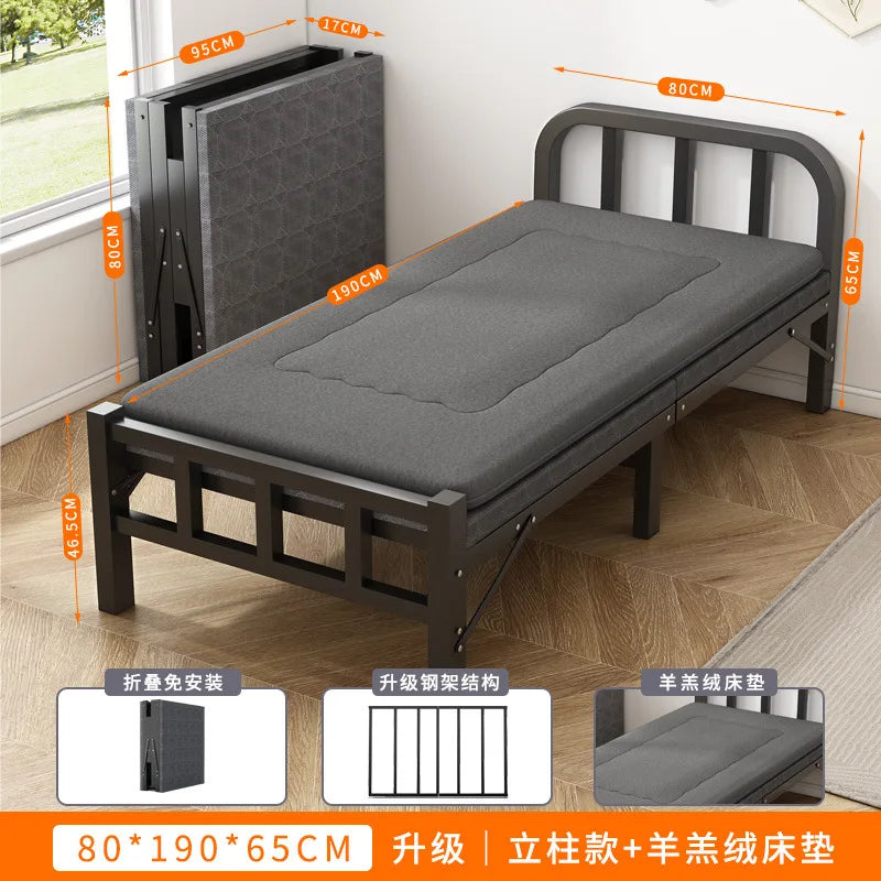 Folding bed Single rental room Accompanying dormitory Metal folding Office lunch break  Household folding iron