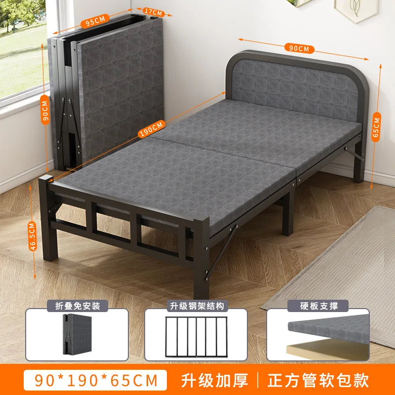 Folding bed Single rental room Accompanying dormitory Metal folding Office lunch break  Household folding iron