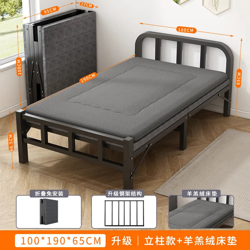 Folding bed Single rental room Accompanying dormitory Metal folding Office lunch break  Household folding iron