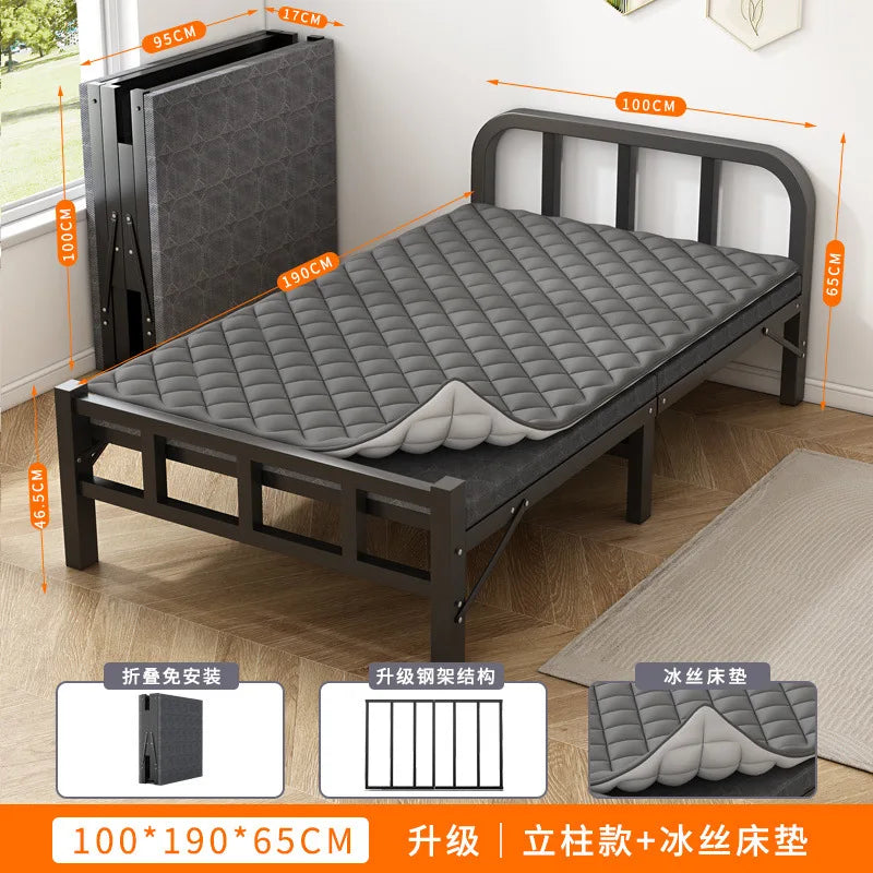 Folding bed Single rental room Accompanying dormitory Metal folding Office lunch break  Household folding iron
