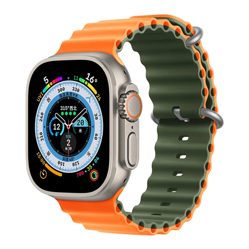Silicone Ocean band for Apple Watch straps 45mm 46mm 40mm Ultra 2 49mm 44mm 41mm 38-42mm sport bracelet series 10 9 8 7 6 5 4 SE