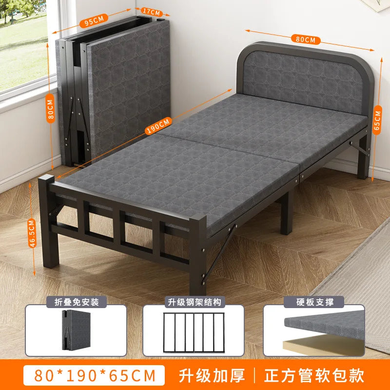 Folding bed Single rental room Accompanying dormitory Metal folding Office lunch break  Household folding iron