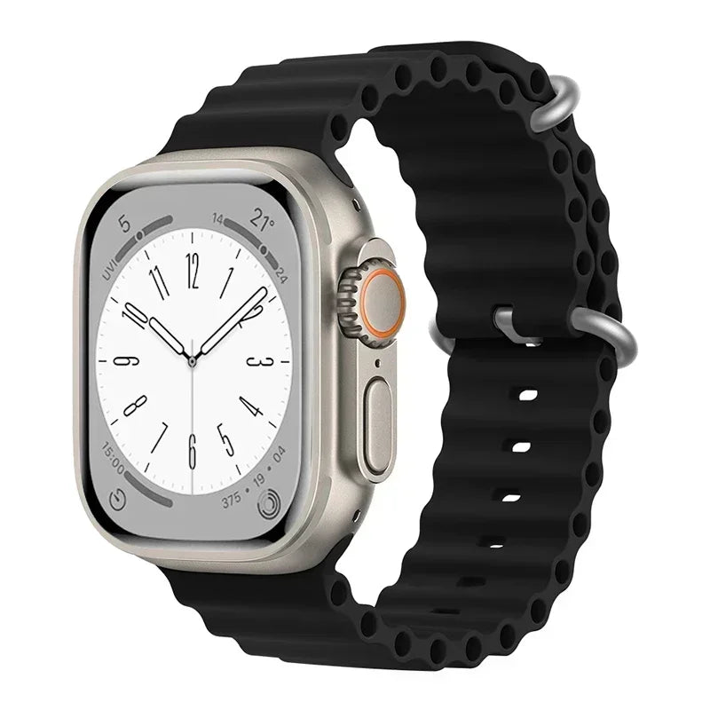 Silicone Ocean band for Apple Watch straps 45mm 46mm 40mm Ultra 2 49mm 44mm 41mm 38-42mm sport bracelet series 10 9 8 7 6 5 4 SE