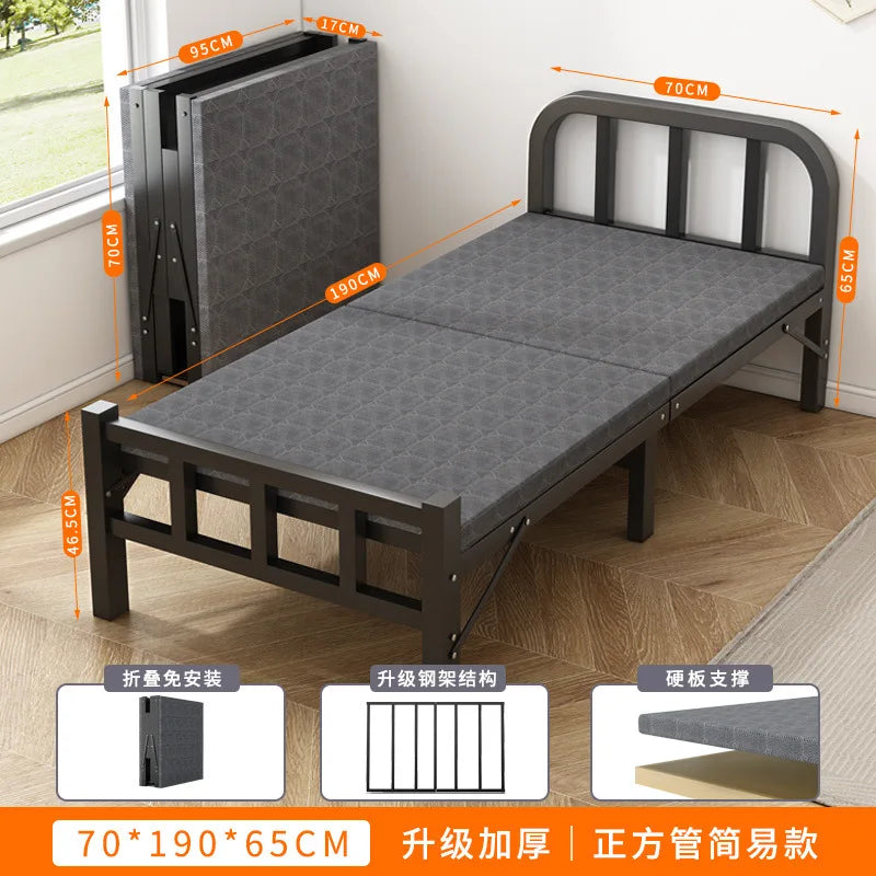 Folding bed Single rental room Accompanying dormitory Metal folding Office lunch break  Household folding iron