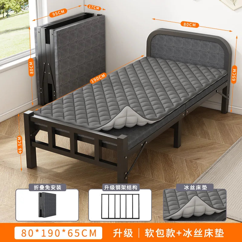 Folding bed Single rental room Accompanying dormitory Metal folding Office lunch break  Household folding iron