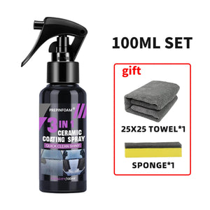 3 in 1 Car Ceramic Liquid Coating Spray Nano Crystal Hydrophobic Layer Polishing Agent High Gloss Paint Protection Wax Car Care