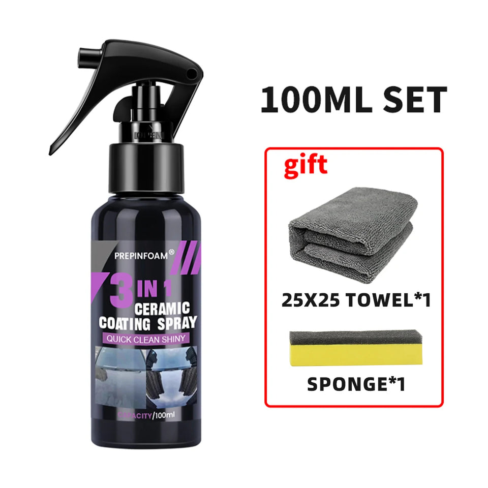 3 in 1 Car Ceramic Liquid Coating Spray Nano Crystal Hydrophobic Layer Polishing Agent High Gloss Paint Protection Wax Car Care