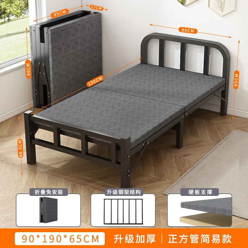 Folding bed Single rental room Accompanying dormitory Metal folding Office lunch break  Household folding iron