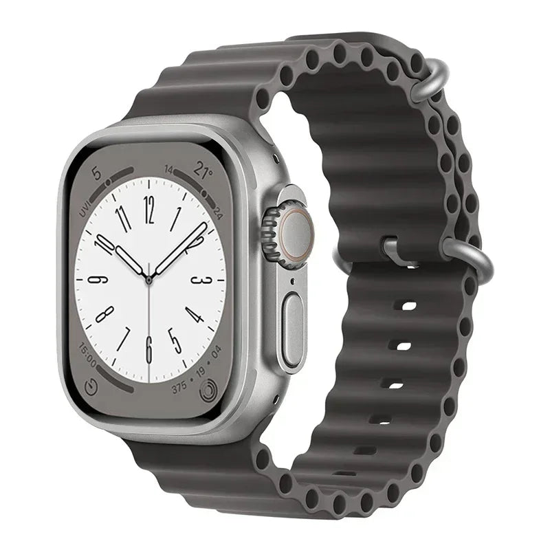 Silicone Ocean band for Apple Watch straps 45mm 46mm 40mm Ultra 2 49mm 44mm 41mm 38-42mm sport bracelet series 10 9 8 7 6 5 4 SE
