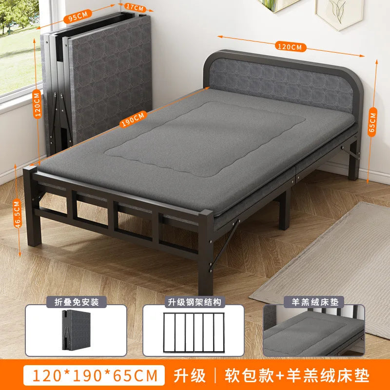 Folding bed Single rental room Accompanying dormitory Metal folding Office lunch break  Household folding iron