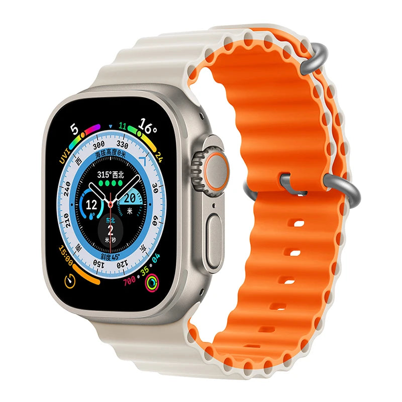 Silicone Ocean band for Apple Watch straps 45mm 46mm 40mm Ultra 2 49mm 44mm 41mm 38-42mm sport bracelet series 10 9 8 7 6 5 4 SE