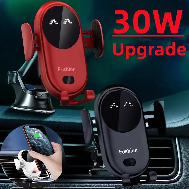 30W Automatic Clamping Infrared Induction Car Wireless Charger  Stand for IPhone 11 12 13 14 Pro Max Samsung Galaxy S20 21 Plus