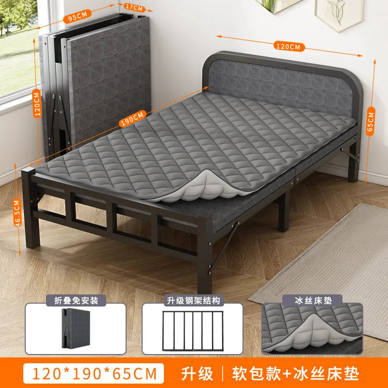 Folding bed Single rental room Accompanying dormitory Metal folding Office lunch break  Household folding iron
