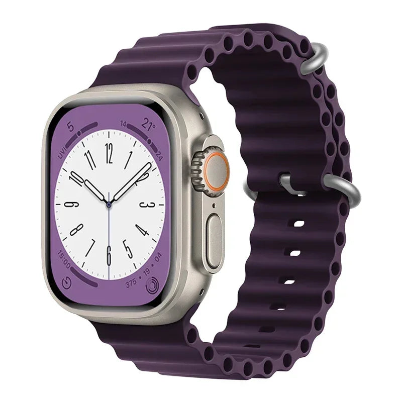 Silicone Ocean band for Apple Watch straps 45mm 46mm 40mm Ultra 2 49mm 44mm 41mm 38-42mm sport bracelet series 10 9 8 7 6 5 4 SE
