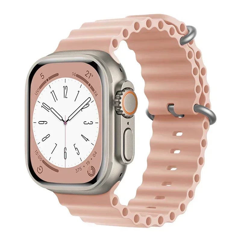 Silicone Ocean band for Apple Watch straps 45mm 46mm 40mm Ultra 2 49mm 44mm 41mm 38-42mm sport bracelet series 10 9 8 7 6 5 4 SE
