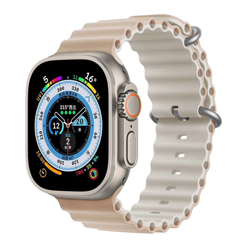 Silicone Ocean band for Apple Watch straps 45mm 46mm 40mm Ultra 2 49mm 44mm 41mm 38-42mm sport bracelet series 10 9 8 7 6 5 4 SE