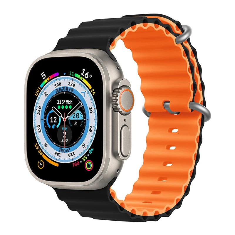 Silicone Ocean band for Apple Watch straps 45mm 46mm 40mm Ultra 2 49mm 44mm 41mm 38-42mm sport bracelet series 10 9 8 7 6 5 4 SE