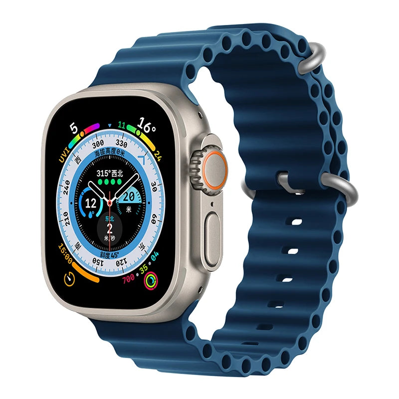Silicone Ocean band for Apple Watch straps 45mm 46mm 40mm Ultra 2 49mm 44mm 41mm 38-42mm sport bracelet series 10 9 8 7 6 5 4 SE