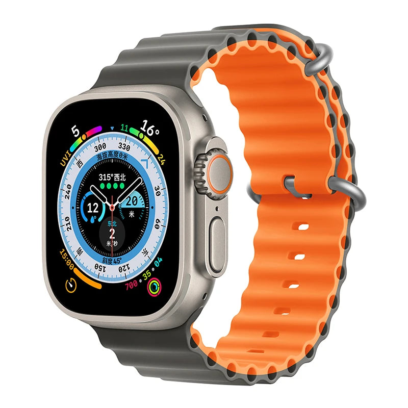 Silicone Ocean band for Apple Watch straps 45mm 46mm 40mm Ultra 2 49mm 44mm 41mm 38-42mm sport bracelet series 10 9 8 7 6 5 4 SE