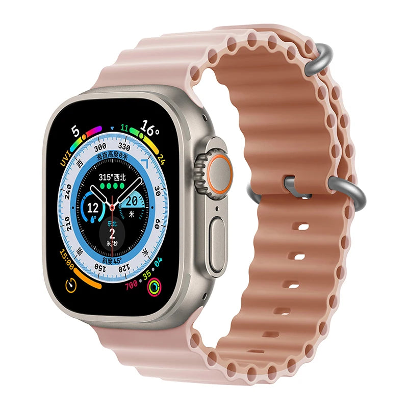 Silicone Ocean band for Apple Watch straps 45mm 46mm 40mm Ultra 2 49mm 44mm 41mm 38-42mm sport bracelet series 10 9 8 7 6 5 4 SE