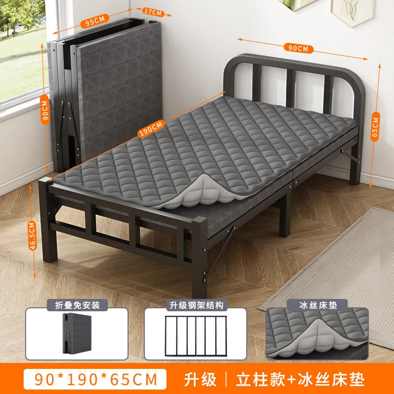 Folding bed Single rental room Accompanying dormitory Metal folding Office lunch break  Household folding iron
