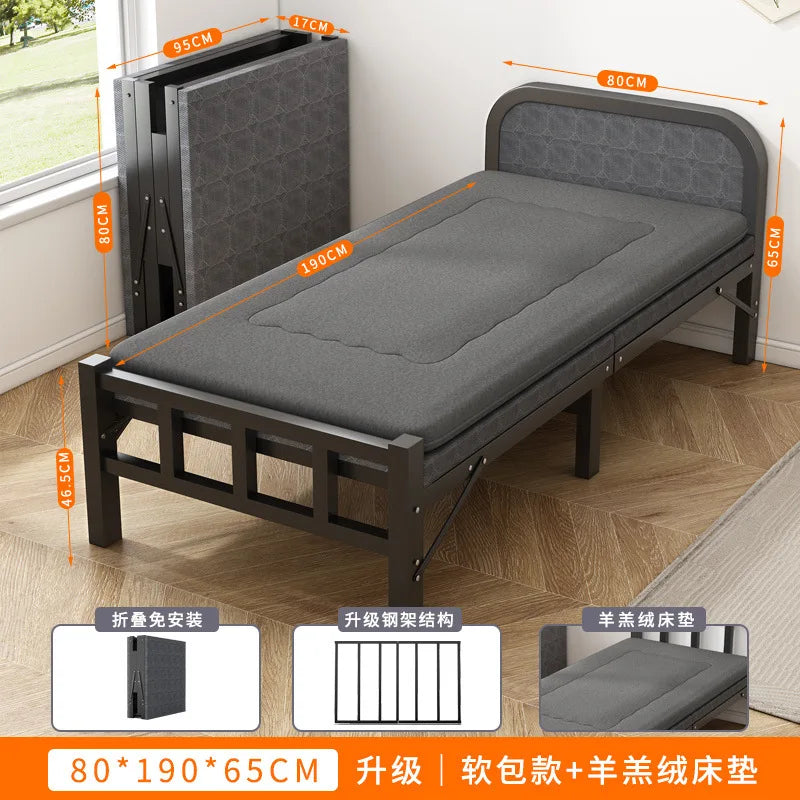 Folding bed Single rental room Accompanying dormitory Metal folding Office lunch break  Household folding iron